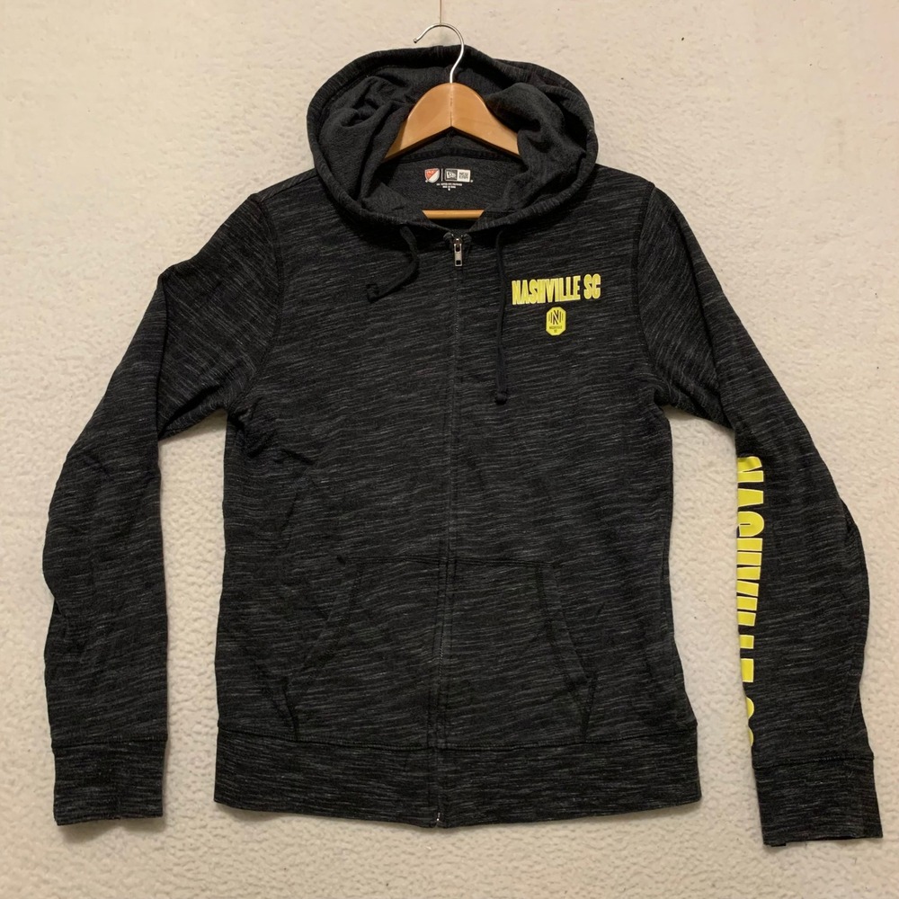 Nashville SC MLS Full Zip Hoodie Womens M New Era Charcoal Grey Space Dye